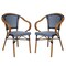 Flash Furniture Bordeaux French Bistro Stacking Chair w/Arms, Navy/White PE Rattan/Bamboo Print Alum Frame, 2PK 2-SDA-ADS642142-NVYWH-NAT-GG - alternate 6